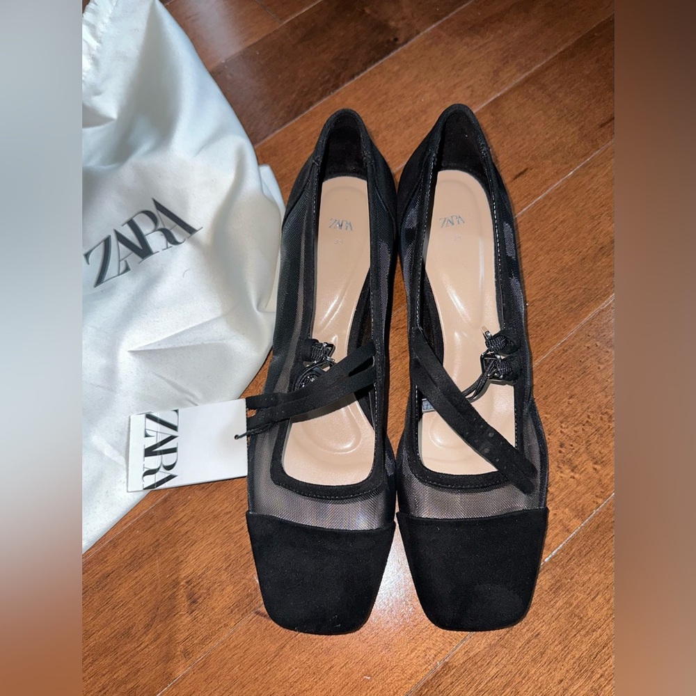 Zara Black Flats with Sheer Detail - Picture 12 of 13